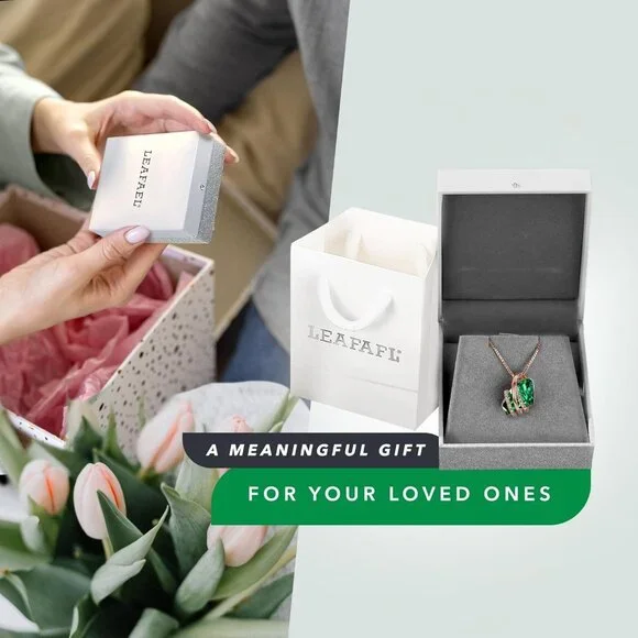 Women Gold Green Crystal Wish Stone Pendant Necklace with Birthstone - Picture 6 of 6